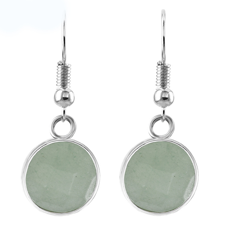 Women Disc Gemstone Earrings Healing Chakra Crystal Spiritual Energy Reiki Balancing Faceted Stone Ear Jewelry