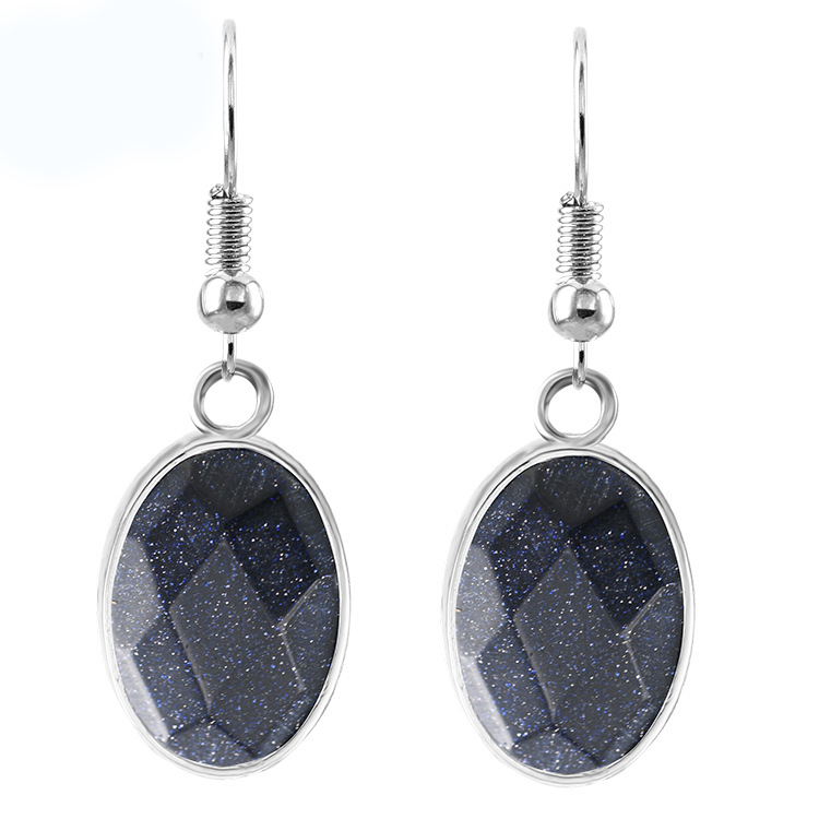 Women Faceted Oval Gemstone Earrings Healing Chakra Crystal Spiritual Energy Reiki Balancing Faceted Stone Ear Jewelry