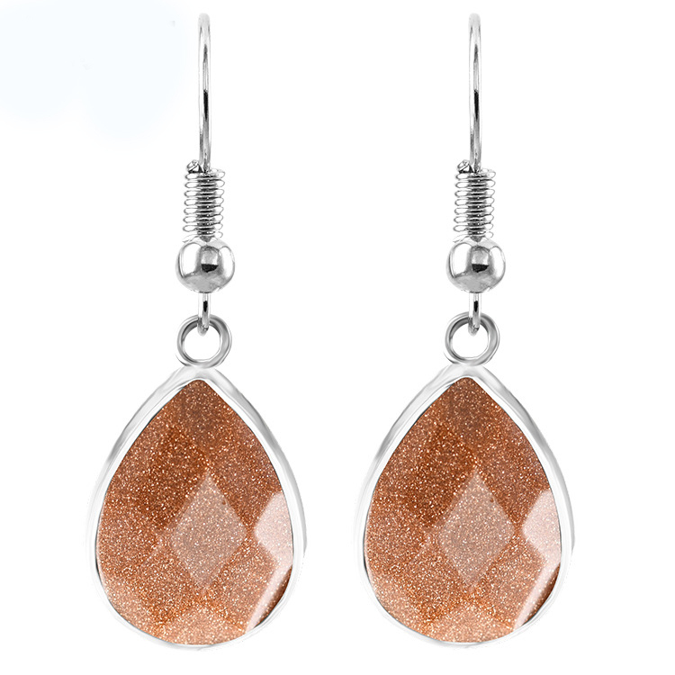Women Waterdrop Gemstone Earrings Healing Chakra Crystal Spiritual Energy Reiki Balancing Faceted Stone Ear Teardrop Jewelry