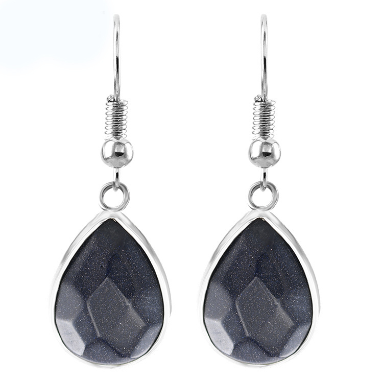 Women Waterdrop Gemstone Earrings Healing Chakra Crystal Spiritual Energy Reiki Balancing Faceted Stone Ear Teardrop Jewelry