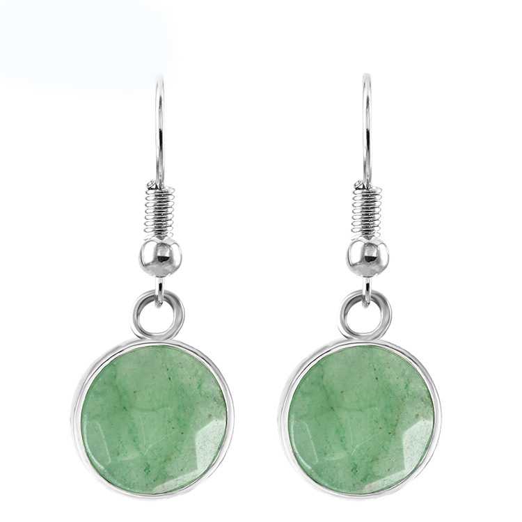 Women Disc Gemstone Earrings Healing Chakra Crystal Spiritual Energy Reiki Balancing Faceted Stone Ear Jewelry