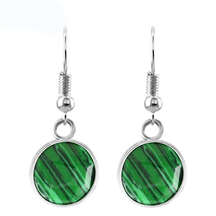 Women Disc Gemstone Earrings Healing Chakra Crystal Spiritual Energy Reiki Balancing Faceted Stone Ear Jewelry