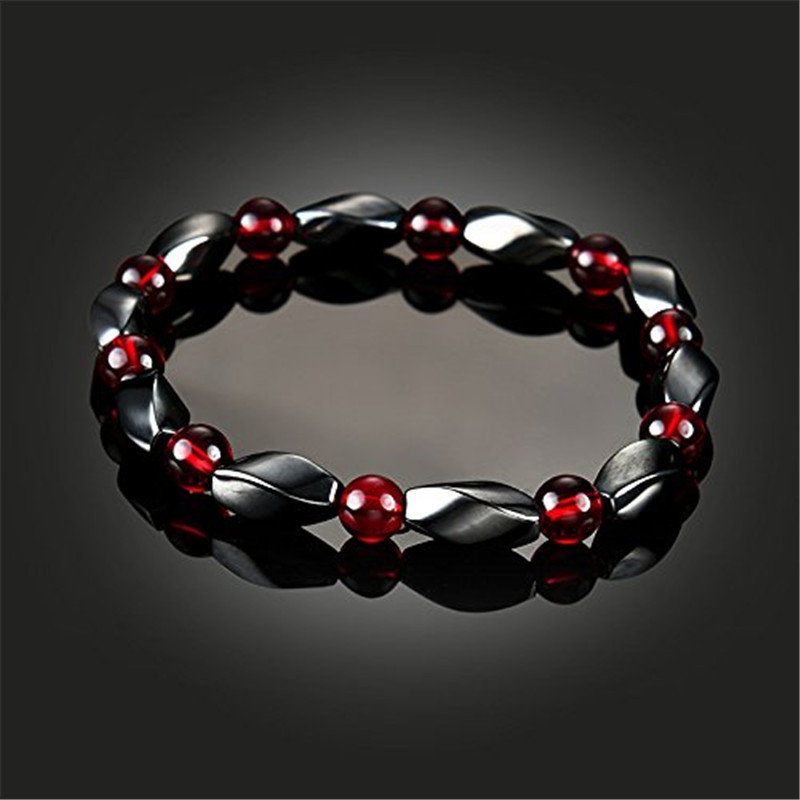 Hematite Beaded Therapy Elastic Bracelet for Anxiety Relief Magnetic Twist 6x12MM Beads Stretch Bracelet for Women Men