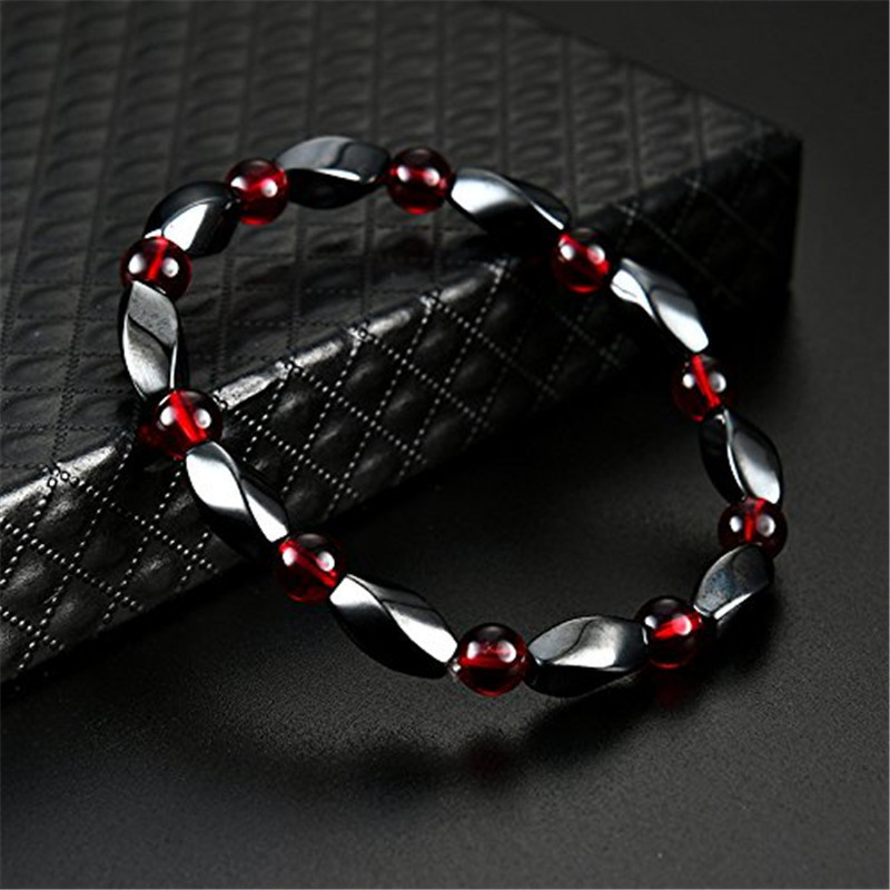 Hematite Beaded Therapy Elastic Bracelet for Anxiety Relief Magnetic Twist 6x12MM Beads Stretch Bracelet for Women Men