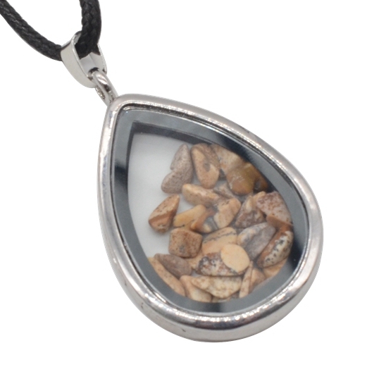 Raw Chip Gemstone Teardrop Pendant Necklace