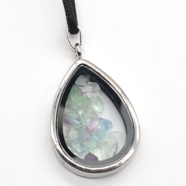 Raw Chip Gemstone Teardrop Pendant Necklace