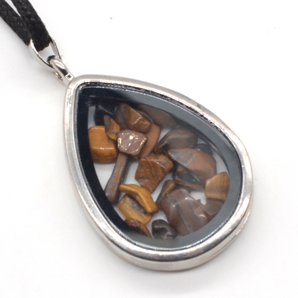 Raw Chip Gemstone Teardrop Pendant Necklace