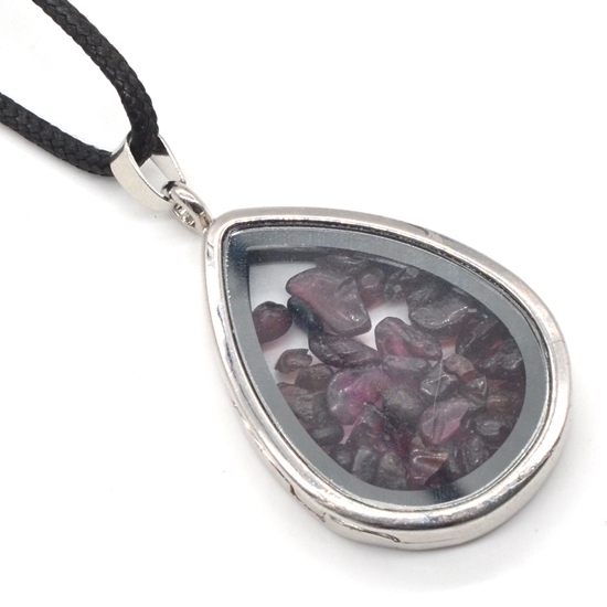 Raw Chip Gemstone Teardrop Pendant Necklace