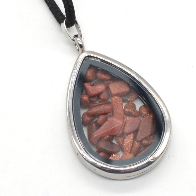 Raw Chip Gemstone Teardrop Pendant Necklace