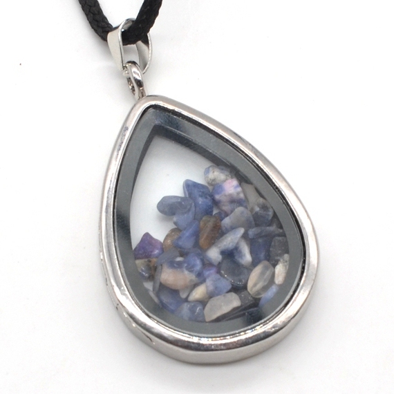 Raw Chip Gemstone Teardrop Pendant Necklace