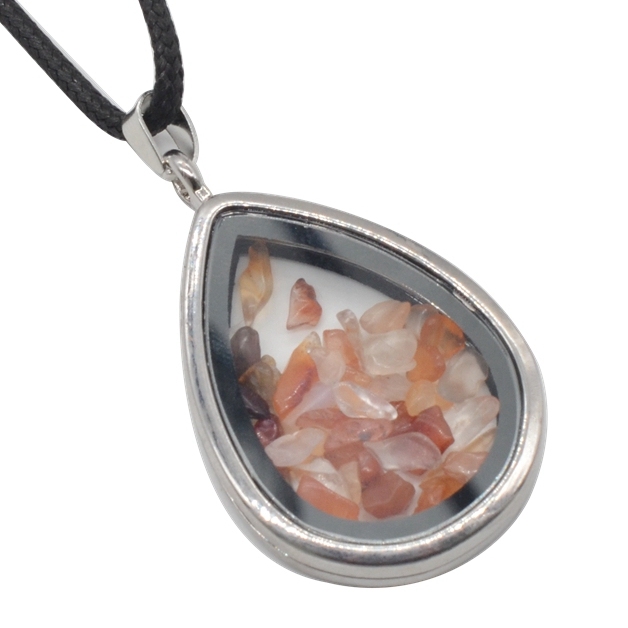 Raw Chip Gemstone Teardrop Pendant Necklace