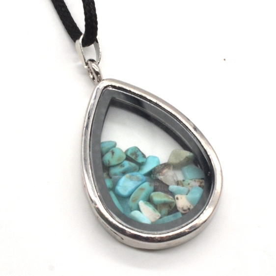 Raw Chip Gemstone Teardrop Pendant Necklace