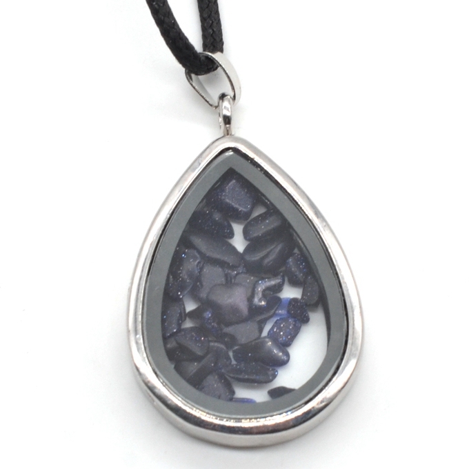 Raw Chip Gemstone Teardrop Pendant Necklace