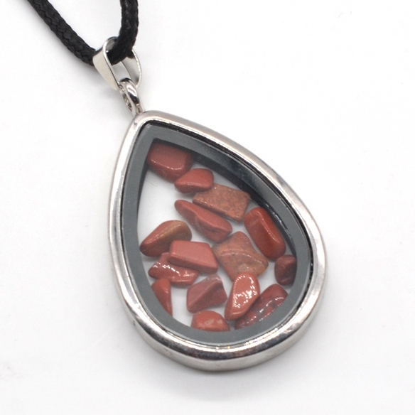 Raw Chip Gemstone Teardrop Pendant Necklace
