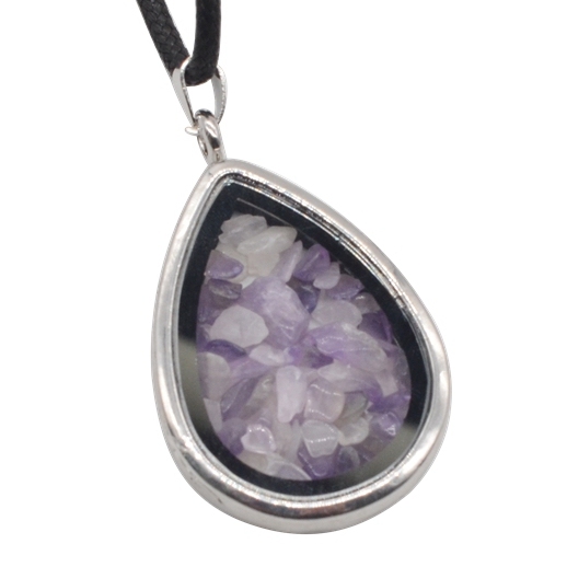 Raw Chip Gemstone Teardrop Pendant Necklace