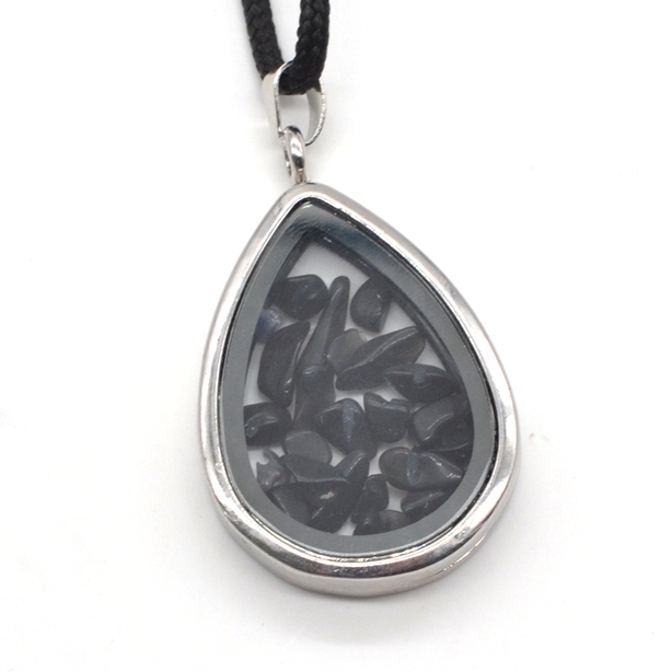 Raw Chip Gemstone Teardrop Pendant Necklace