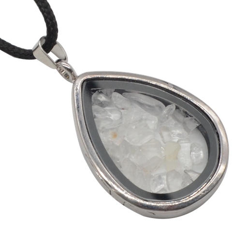 Raw Chip Gemstone Teardrop Pendant Necklace