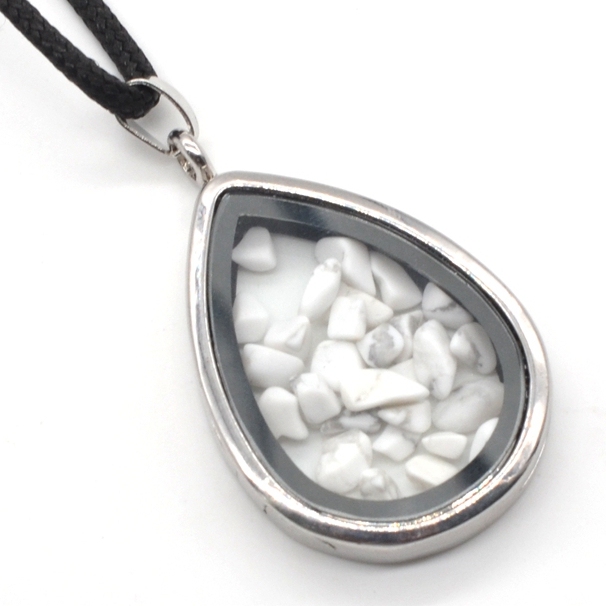 Raw Chip Gemstone Teardrop Pendant Necklace