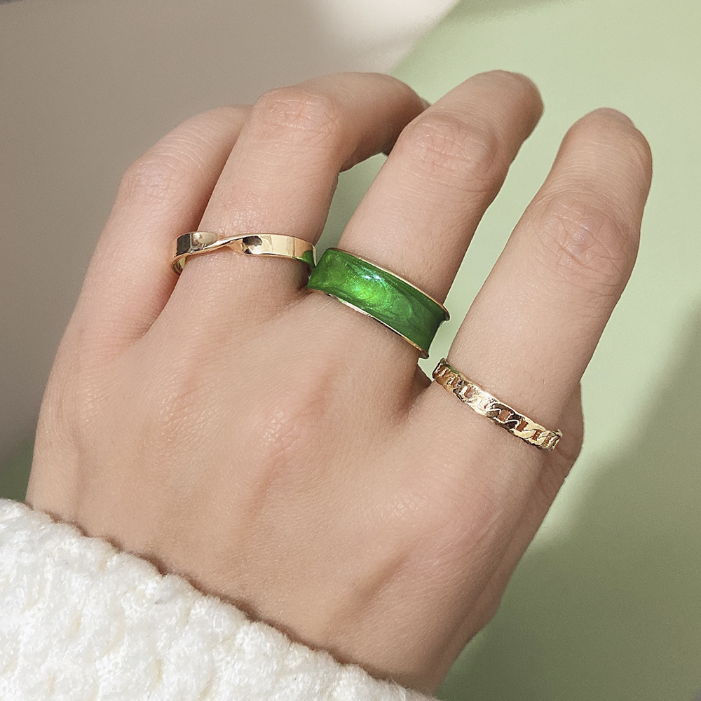 3PCS Gold Metal Set Rings for Women Girl