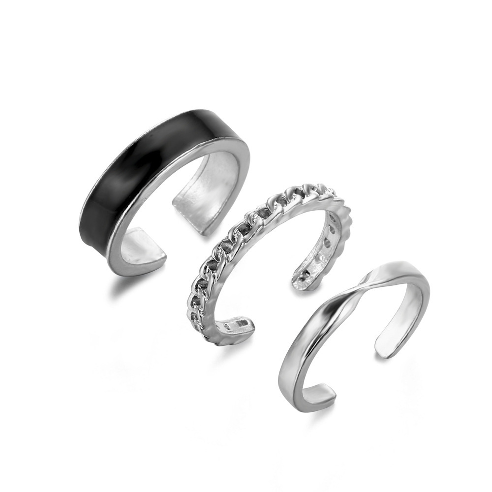 3PCS Gold Metal Set Rings for Women Girl