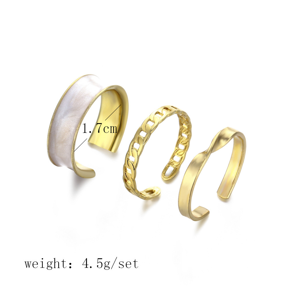 3PCS Gold Metal Set Rings for Women Girl