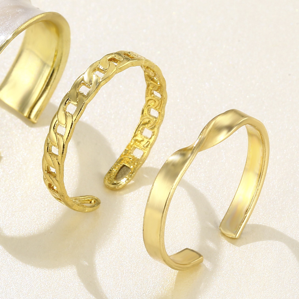 3PCS Gold Metal Set Rings for Women Girl