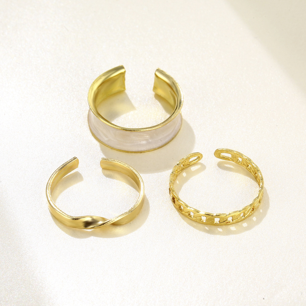3PCS Gold Metal Set Rings for Women Girl