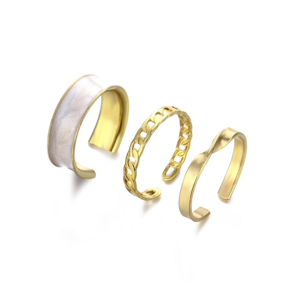 3PCS Gold Metal Set Rings for Women Girl