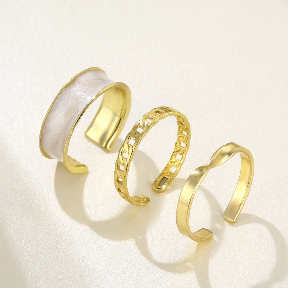 3PCS Gold Metal Set Rings for Women Girl