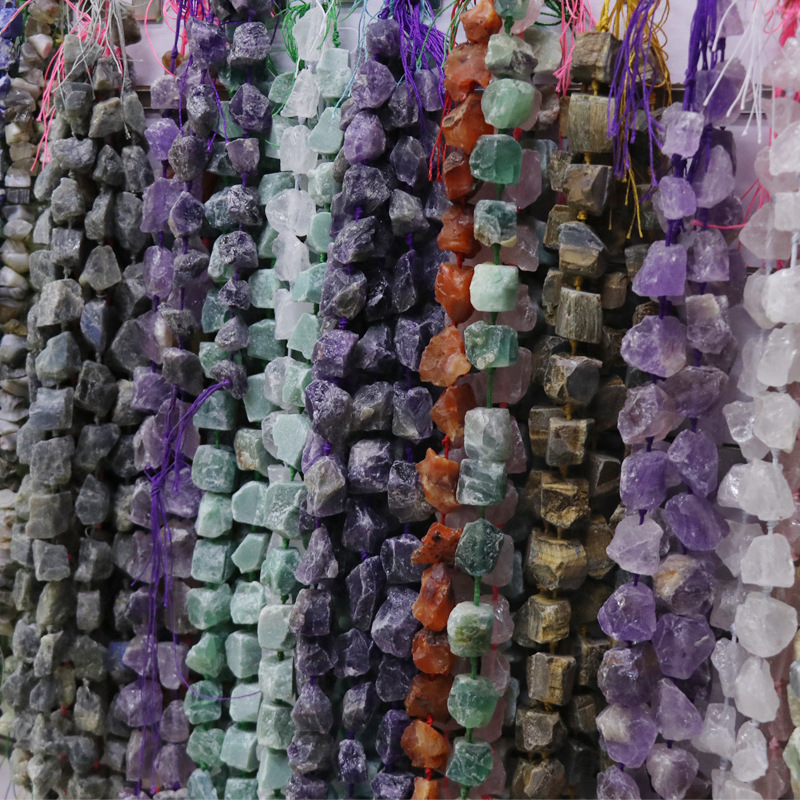 Natural Raw Crystal & Gemstone Nugget Rough Gems Stone 15 inch Chakras Healing Gemstone Loose Beads