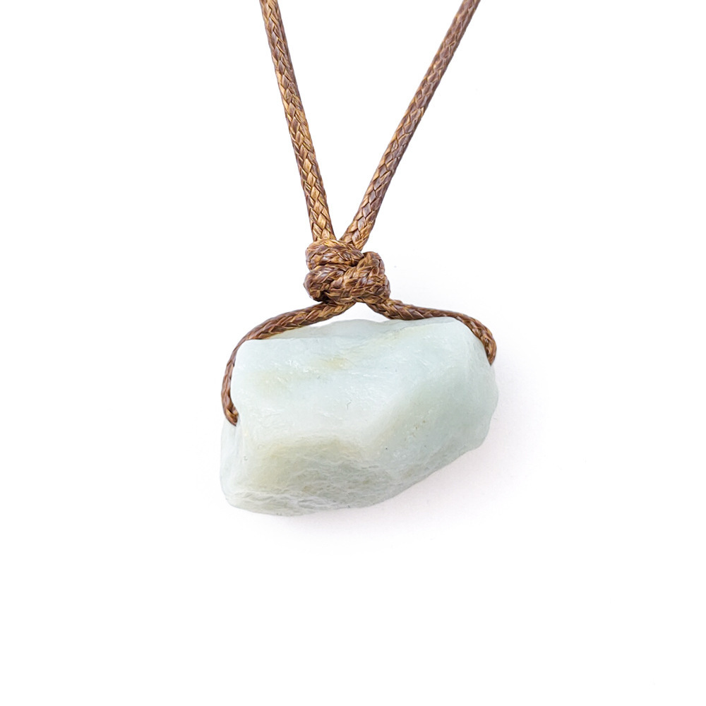 Natural Raw Gemstone Necklace with Adjustable Leather Chain tumbled Rock Crystal Choker for women Men