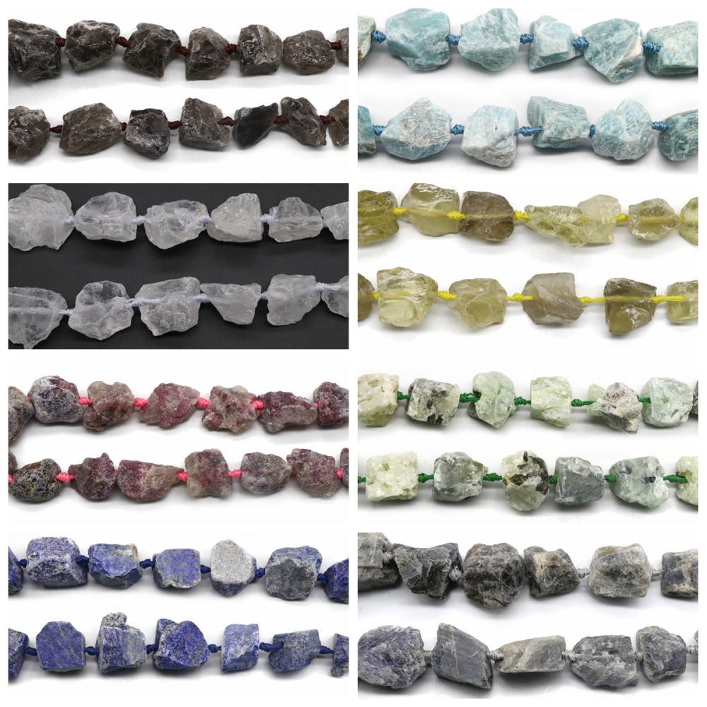 Natural Raw Crystal & Gemstone Nugget Rough Gems Stone 15 inch Chakras Healing Gemstone Loose Beads
