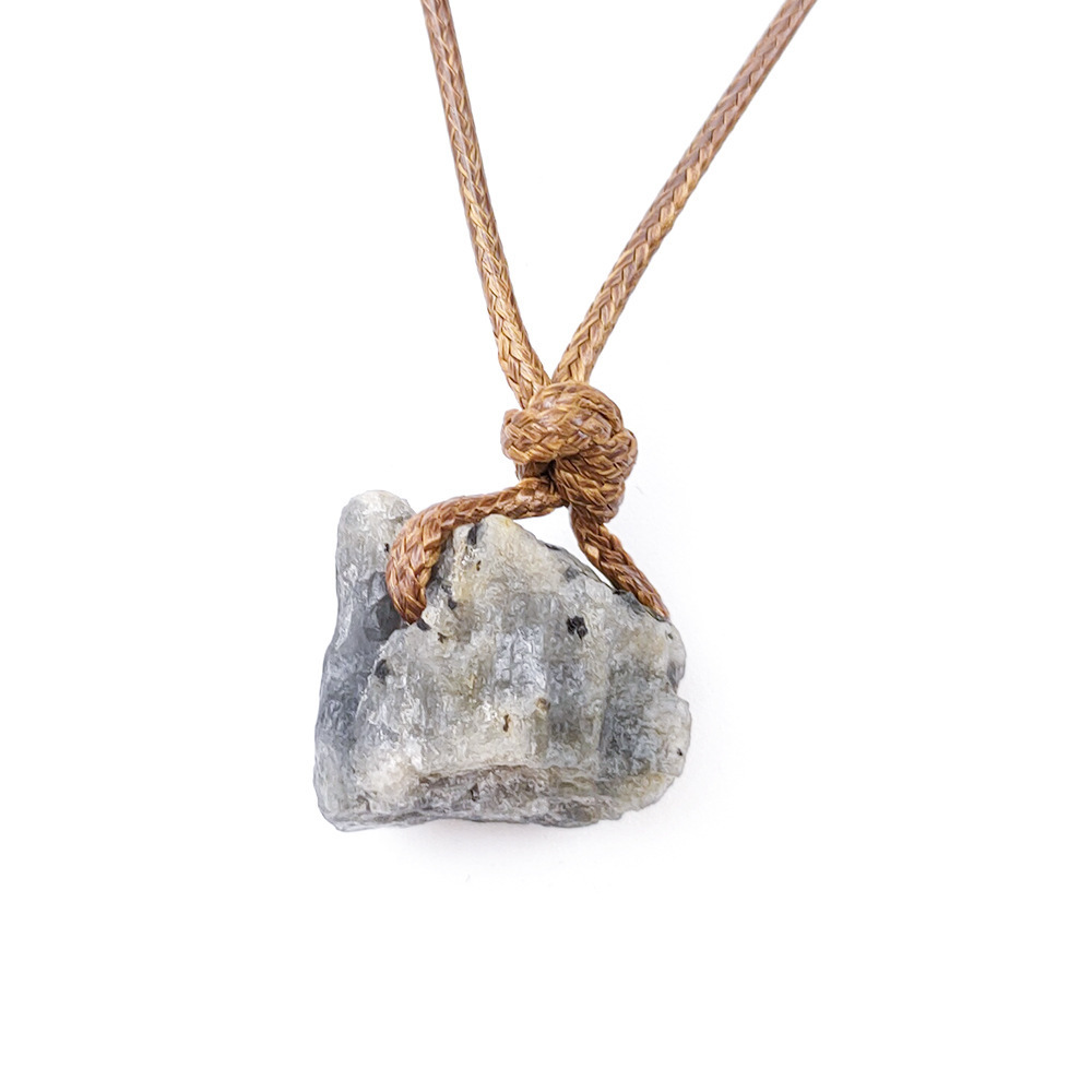 Natural Raw Gemstone Necklace with Adjustable Leather Chain tumbled Rock Crystal Choker for women Men