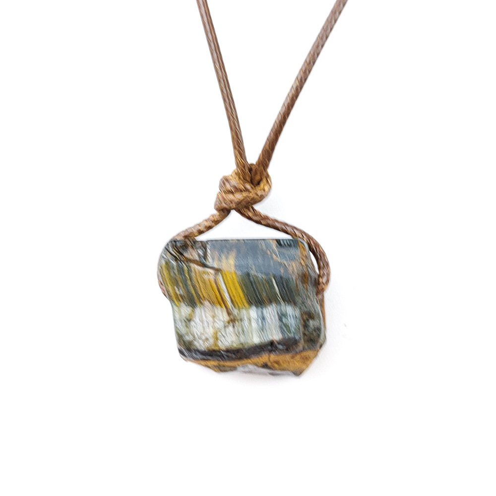 Natural Raw Gemstone Necklace with Adjustable Leather Chain tumbled Rock Crystal Choker for women Men