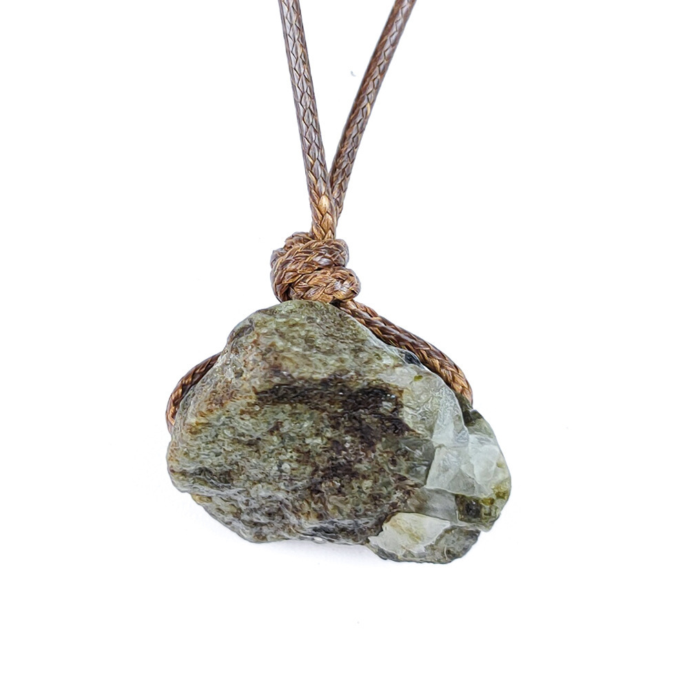 Natural Raw Gemstone Necklace with Adjustable Leather Chain tumbled Rock Crystal Choker for women Men