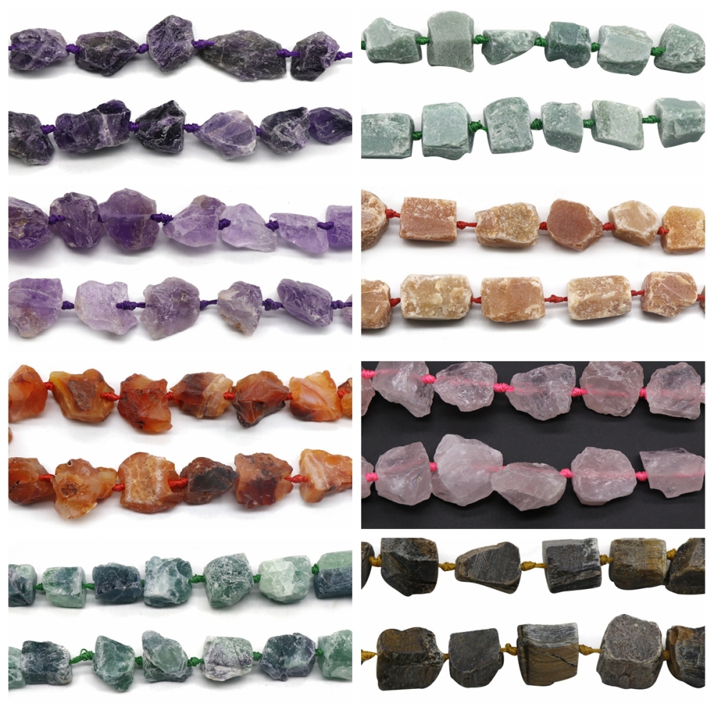 Natural Raw Crystal & Gemstone Nugget Rough Gems Stone 15 inch Chakras Healing Gemstone Loose Beads