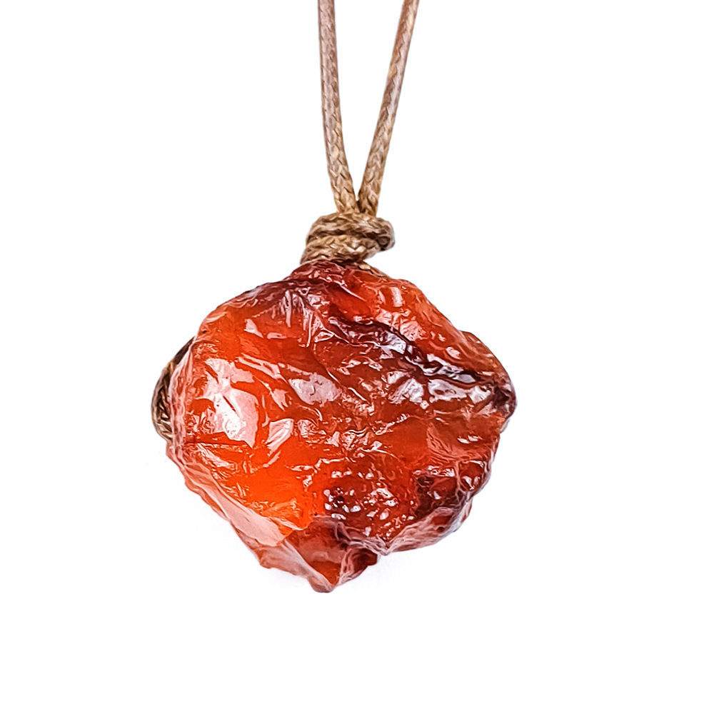 Natural Raw Gemstone Necklace with Adjustable Leather Chain tumbled Rock Crystal Choker for women Men