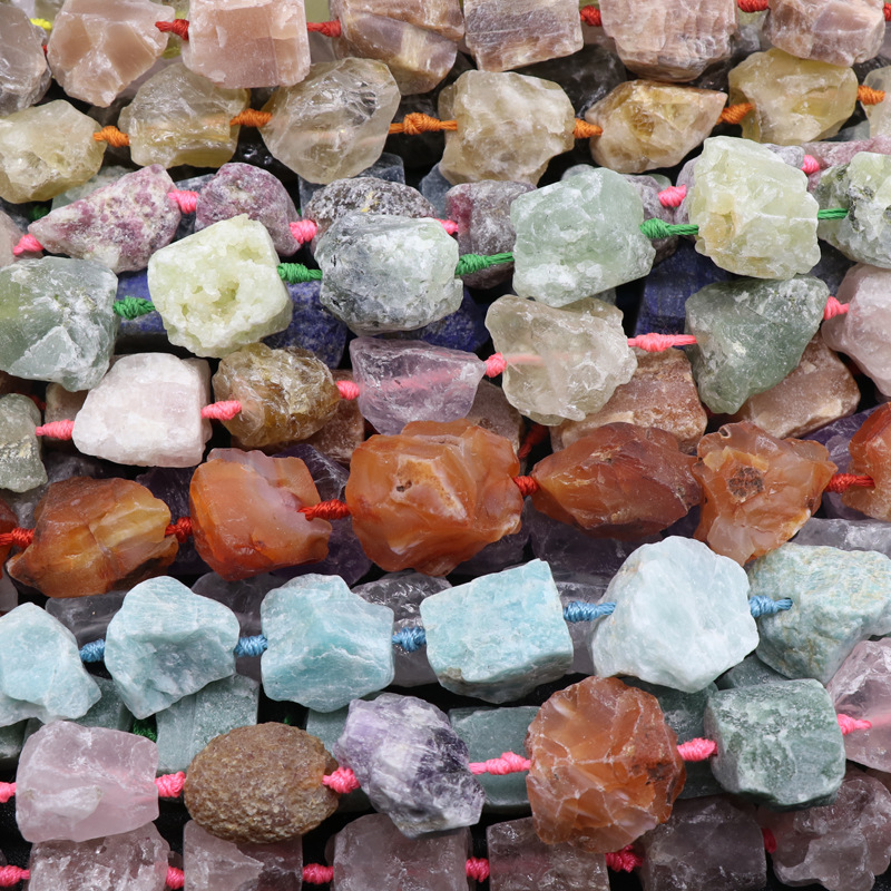 Natural Raw Crystal & Gemstone Nugget Rough Gems Stone 15 inch Chakras Healing Gemstone Loose Beads