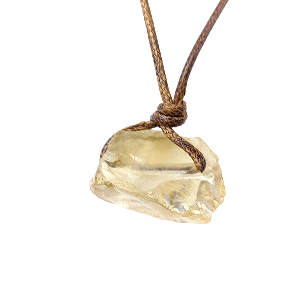 Natural Raw Gemstone Necklace with Adjustable Leather Chain tumbled Rock Crystal Choker for women Men