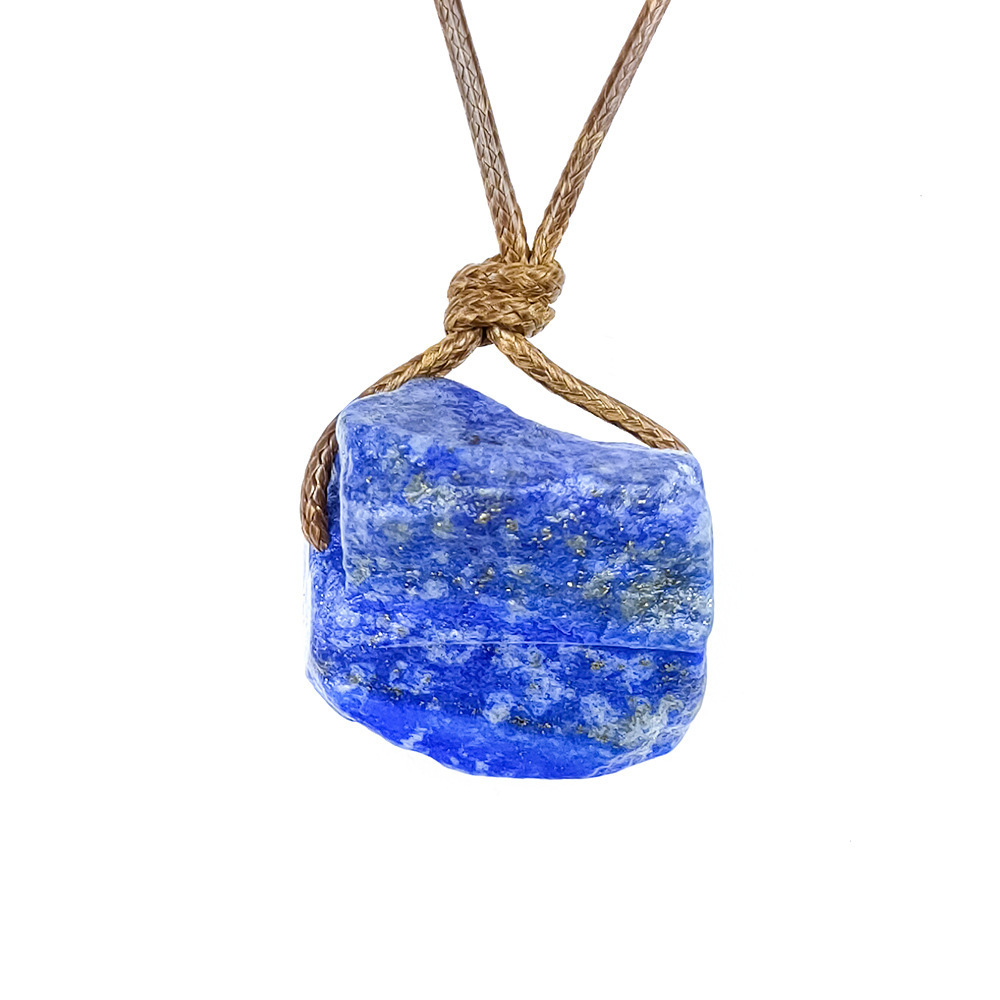 Natural Raw Gemstone Necklace with Adjustable Leather Chain tumbled Rock Crystal Choker for women Men