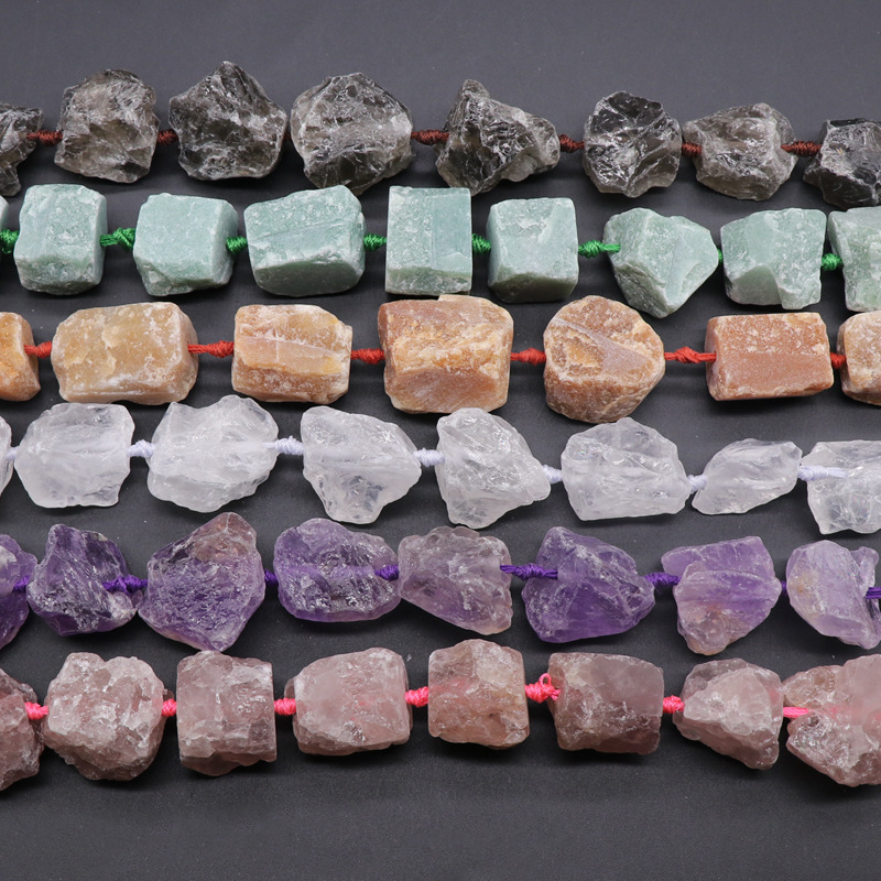 Natural Raw Crystal & Gemstone Nugget Rough Gems Stone 15 inch Chakras Healing Gemstone Loose Beads