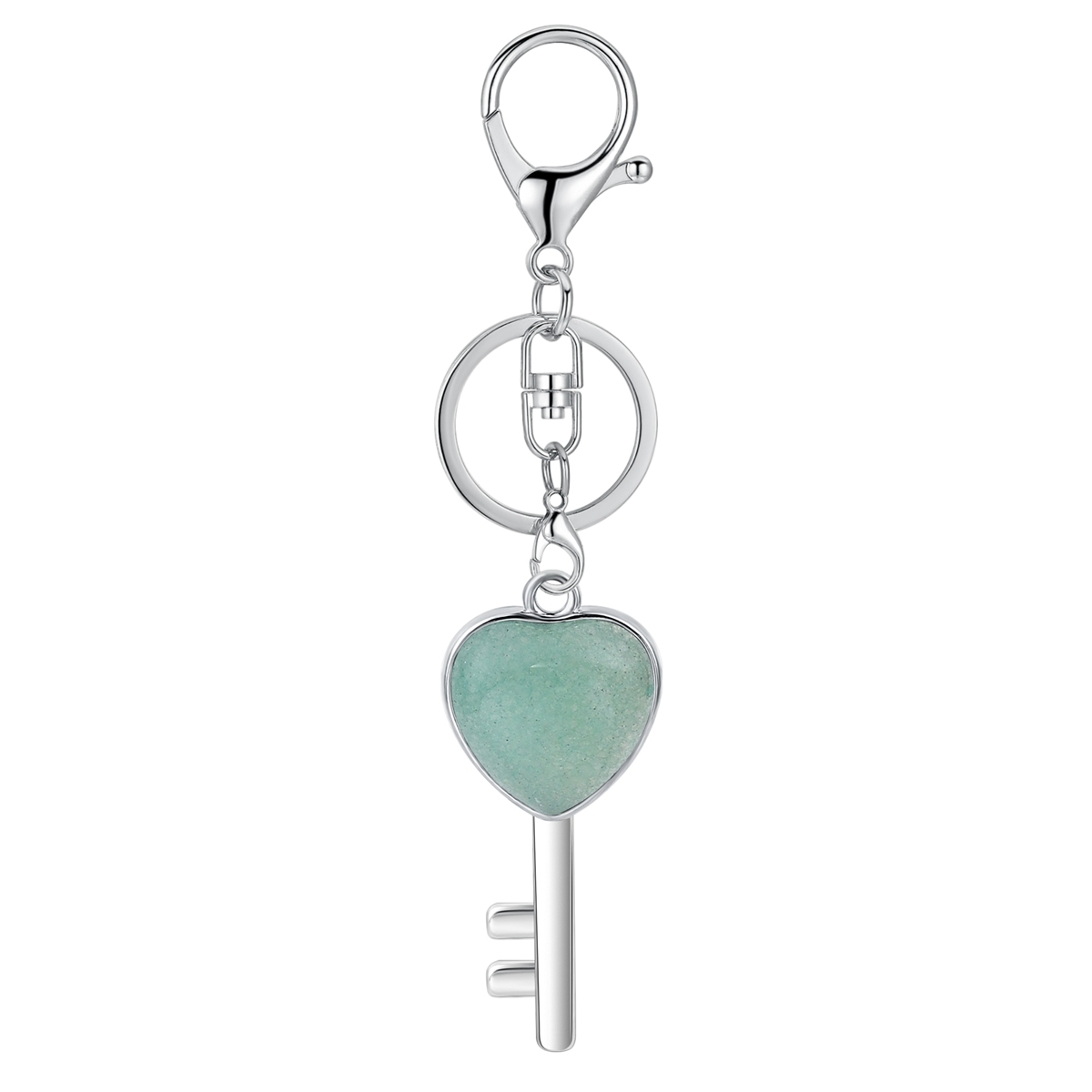 Women Gemstone Heat Key Pendant Necklace  with 45CM Black Leather Cord Silver Key Crystal Necklace Choker Accessories Earrings