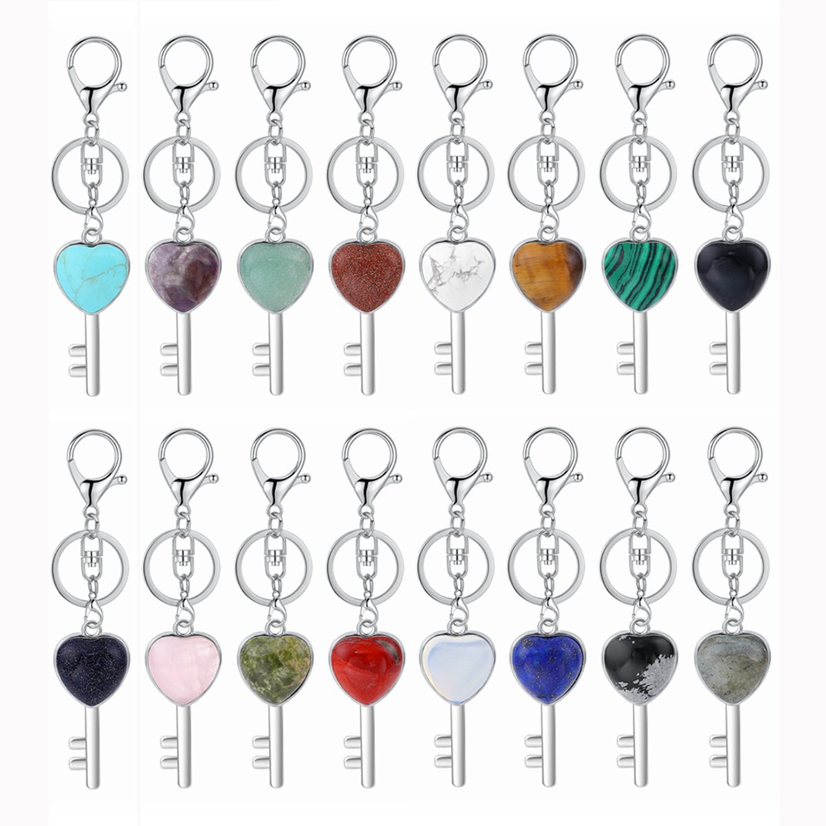 Women Gemstone Heat Key Pendant Keyrings & Keychain