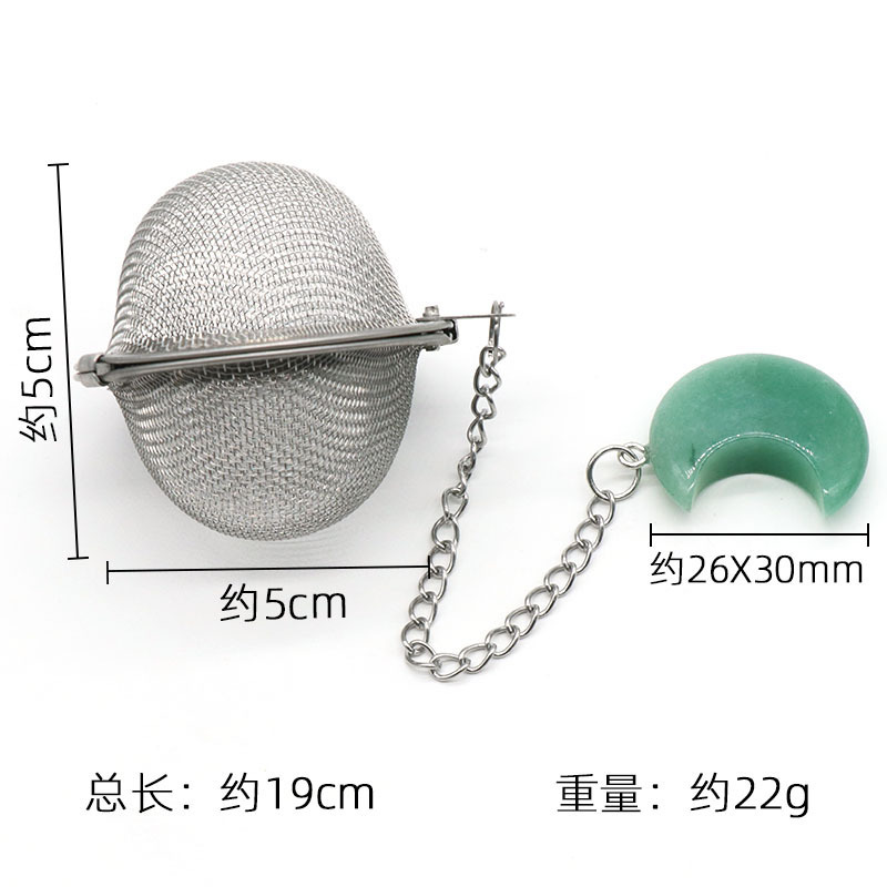 Infusers for Loose Tea Mesh Strainer with Extended Chain Key Rings Hook Stainless Steel Charm Energy Drip Trays Crystal Moon Pendant Shaker Ball