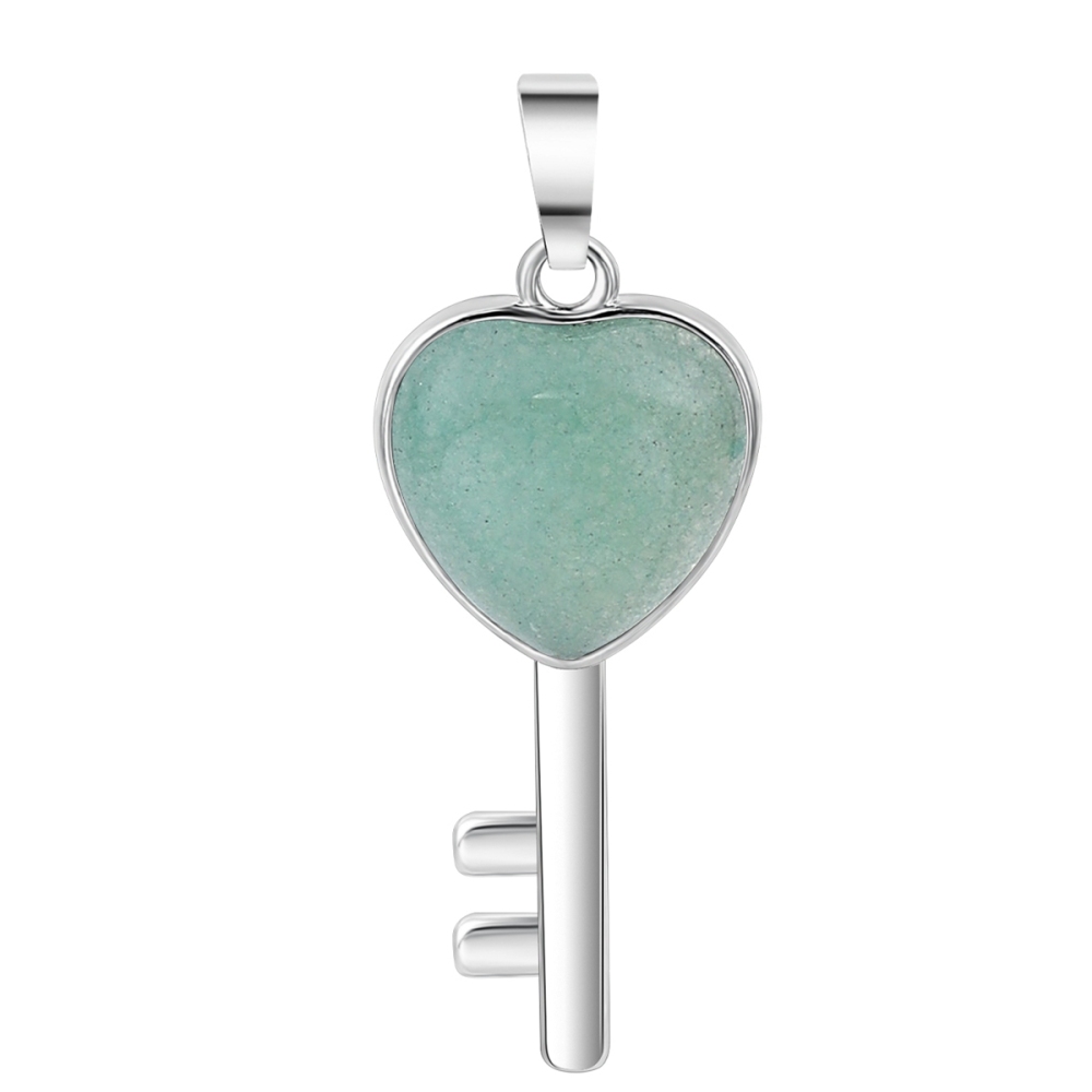 Women Gemstone Heat Key Pendant for Making Jewelry Necklace Silver Key Crystal Necklace Choker Accessories Earrings