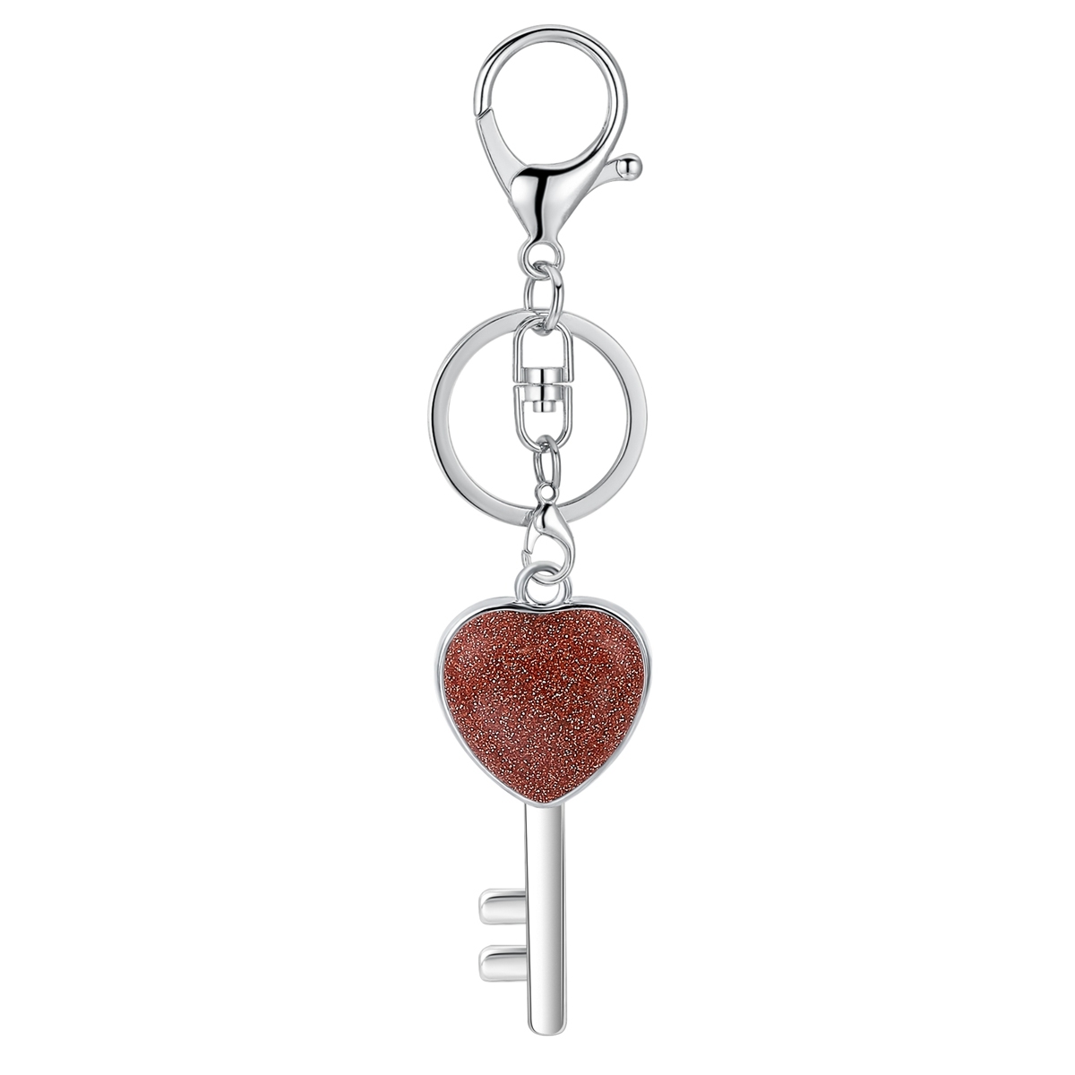 Women Gemstone Heat Key Pendant Necklace  with 45CM Black Leather Cord Silver Key Crystal Necklace Choker Accessories Earrings