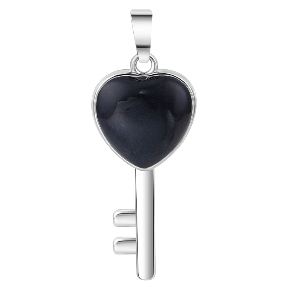 Women Gemstone Heat Key Pendant for Making Jewelry Necklace Silver Key Crystal Necklace Choker Accessories Earrings