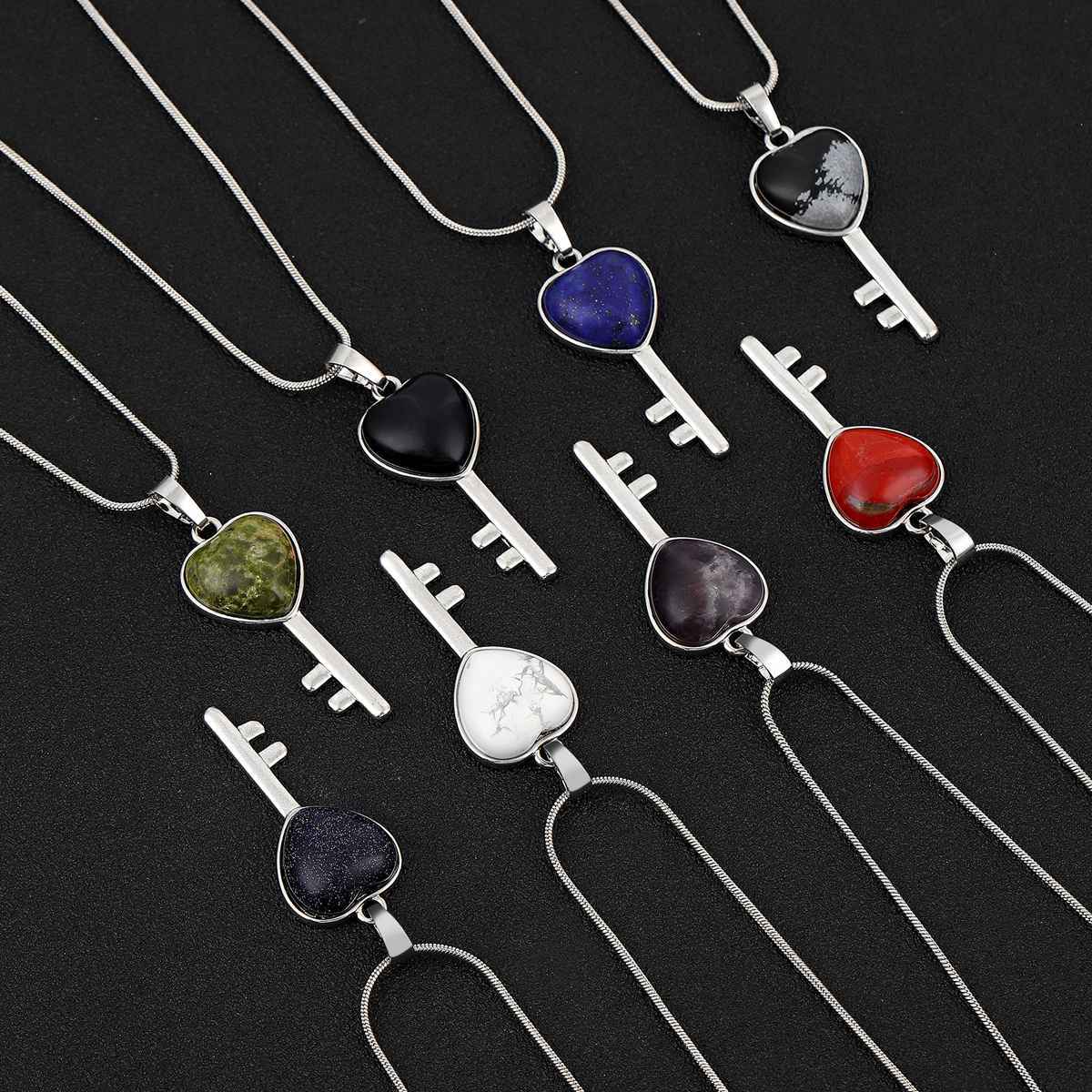 Women Gemstone Heat Key Pendant Keyrings & Keychain