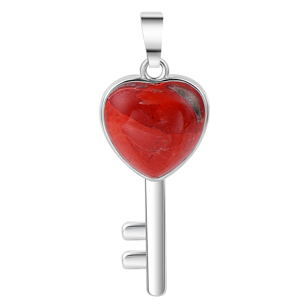 Women Gemstone Heat Key Pendant for Making Jewelry Necklace Silver Key Crystal Necklace Choker Accessories Earrings