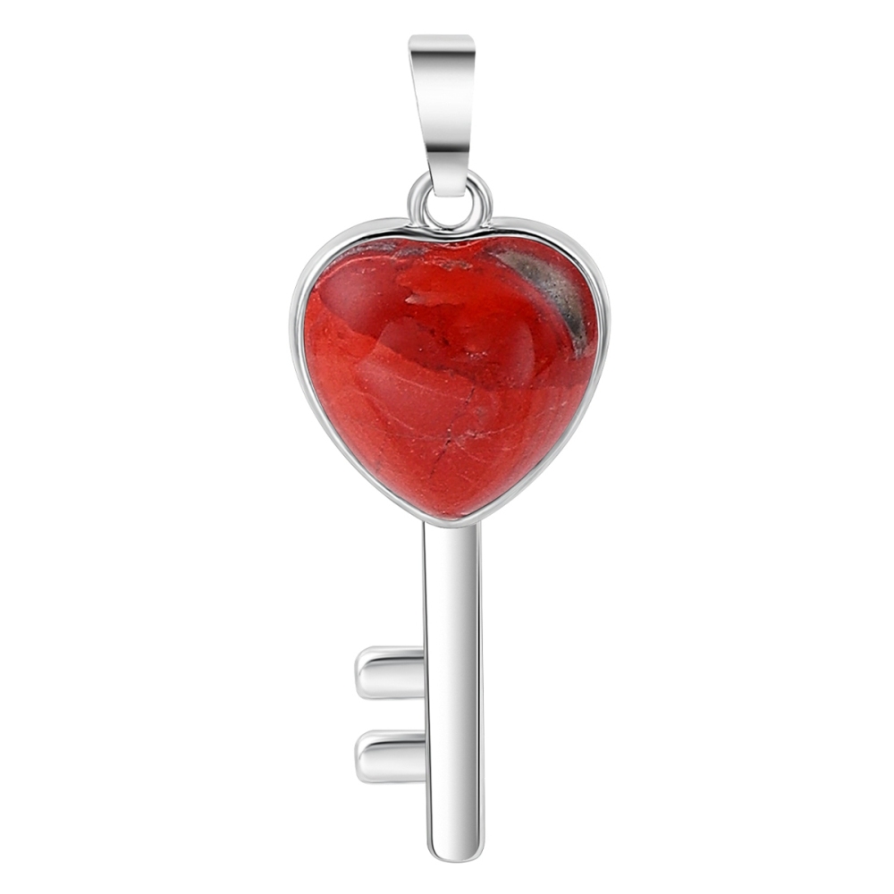 Women Gemstone Heat Key Pendant for Making Jewelry Necklace Silver Key Crystal Necklace Choker Accessories Earrings